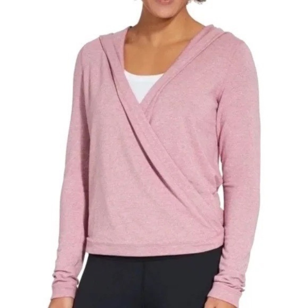 CALIA by Carrie Underwood Effortless Wrap Front Hoodie Mesa Rose Pink M NWOT